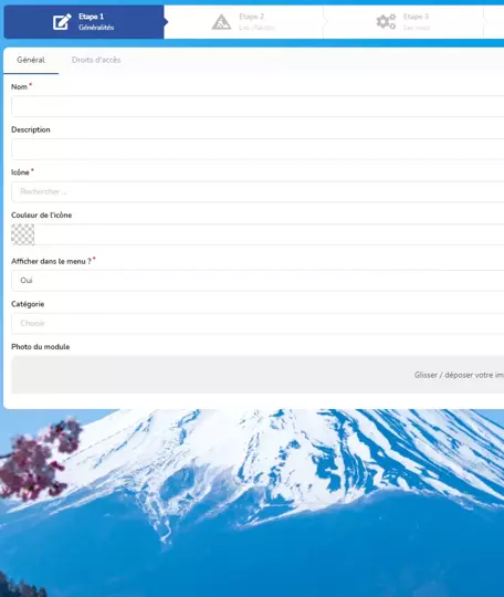 Interface de configuration des objectifs du module